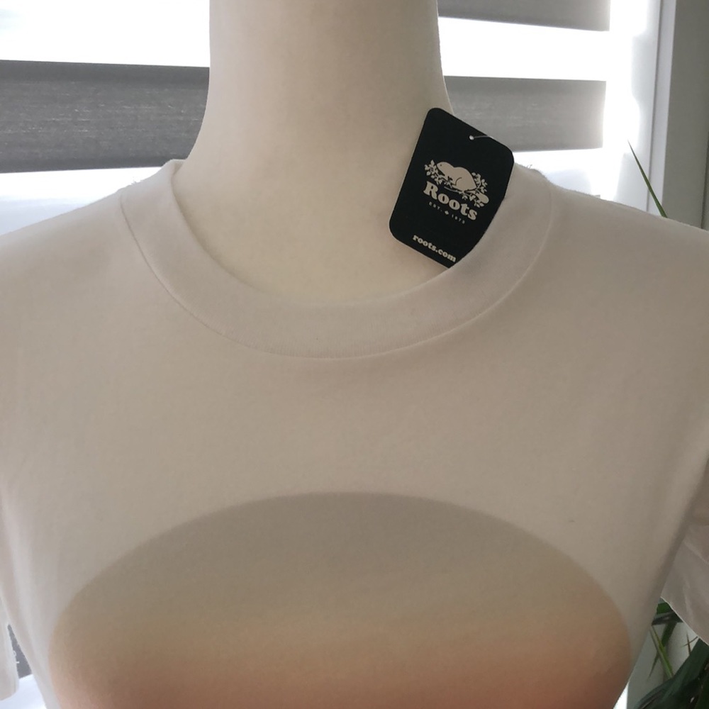 Roots Quality Ladies T-Shirt Size Sm. NWT Crisp White Sunset Horizon T-shirt - Picture 5 of 9